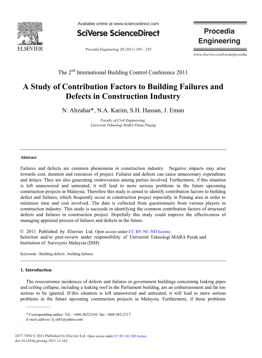 Pdf) A Study Of Contribution Factors To Building Failures For Construction Deficiency Report Template