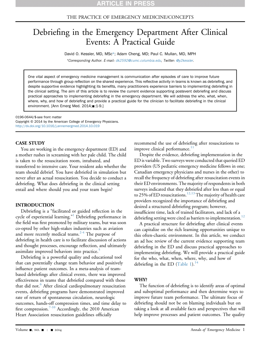 Pdf) Debriefing In The Emergency Department After Clinical Regarding Event Debrief Report Template