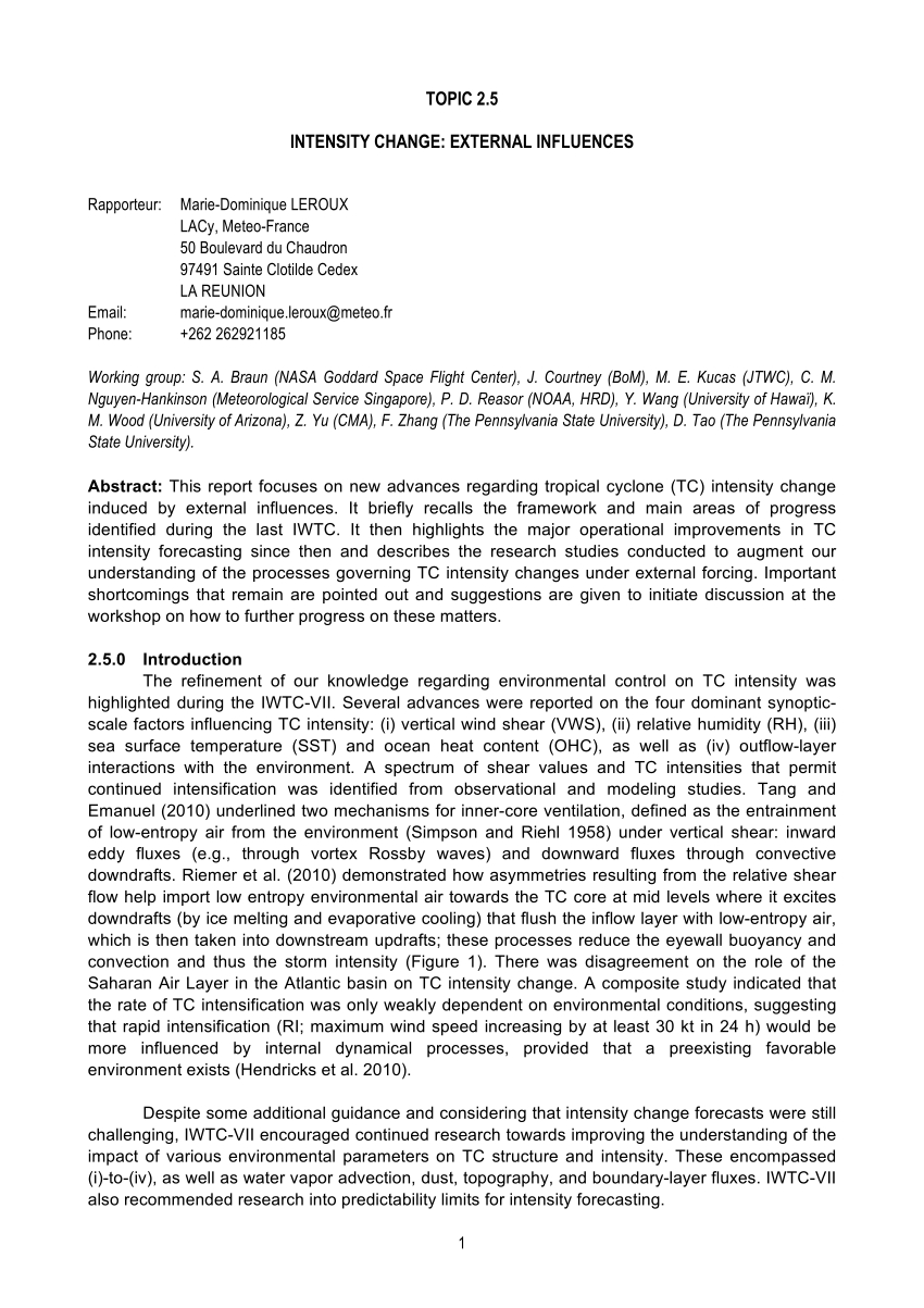 Pdf) Intensity Change: External Influences – Rapporteur Inside Rapporteur Report Template