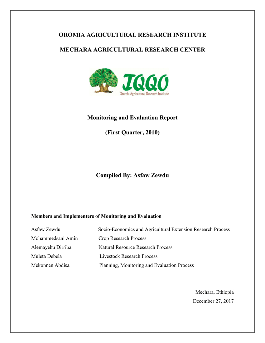 Pdf) Monitoring And Evaluation Report With M&amp;e Report Template