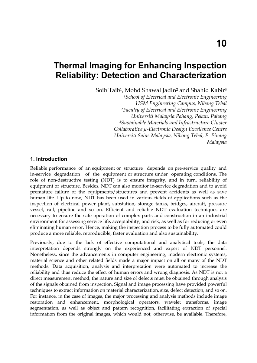 Pdf) Thermal Imaging For Enhancing Inspection Reliability Regarding Thermal Imaging Report Template