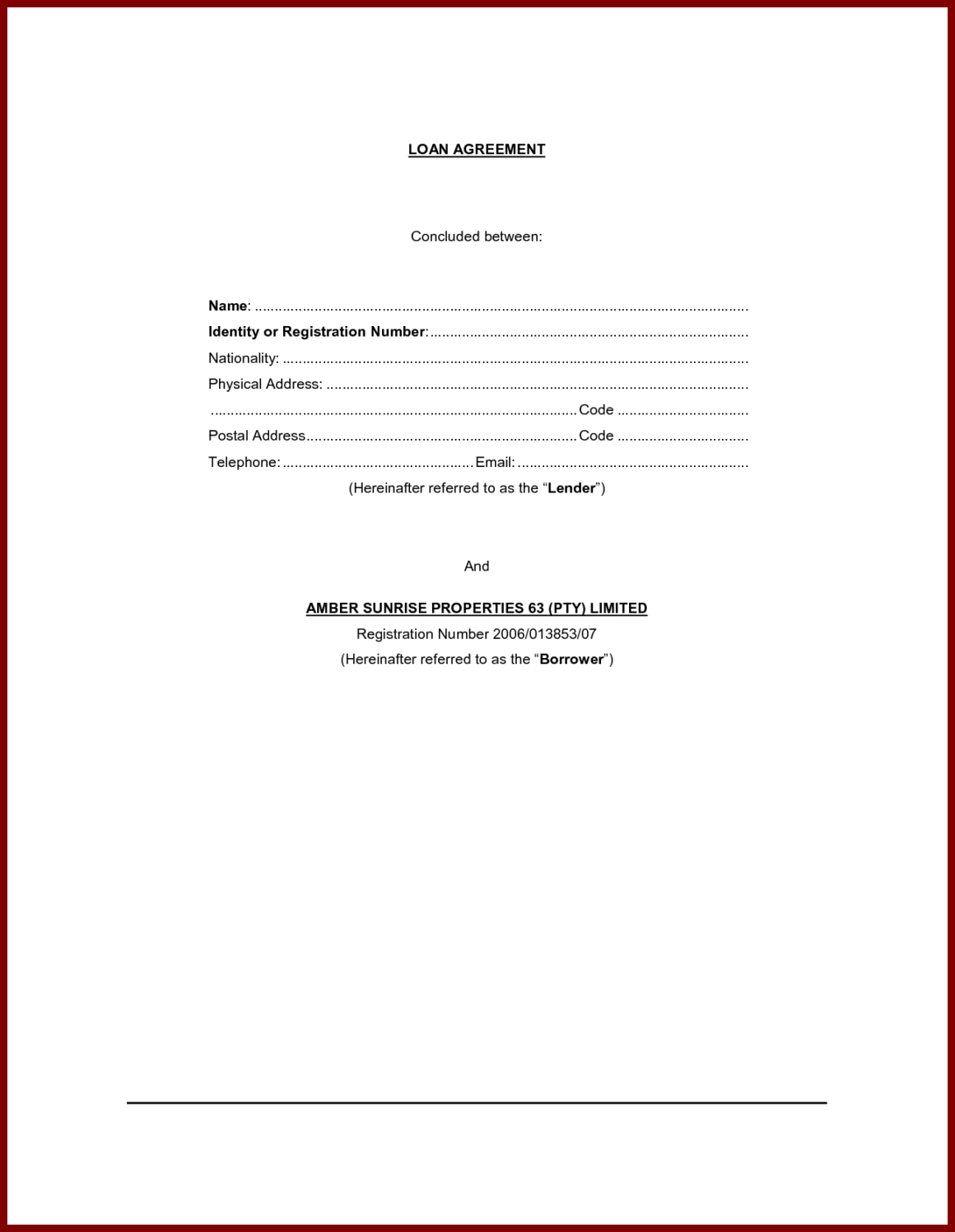 Personal Loan Contract Or Agreement Form Sample : Vientazona Pertaining To Blank Loan Agreement Template