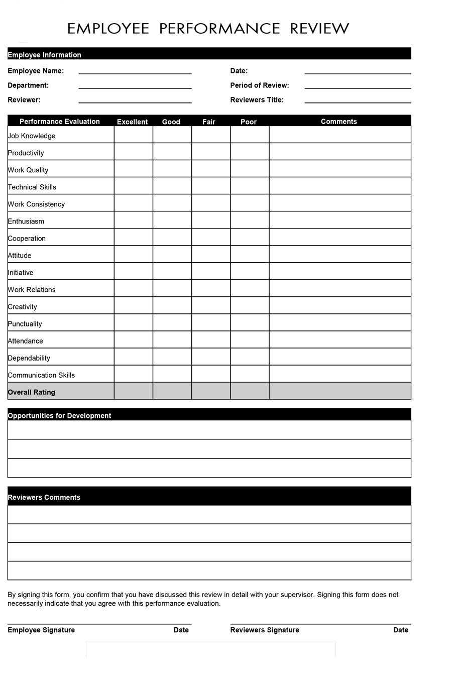 Personnel Evaluation Form – Karan.ald2014 With Regard To Blank Evaluation Form Template