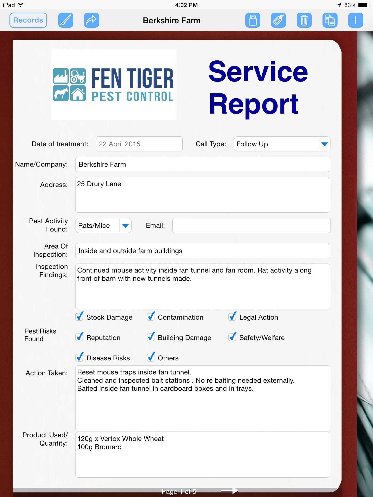Pest Control Uses Ipad To Prepare Service Report | Form With Regard To Pest Control Inspection Report Template