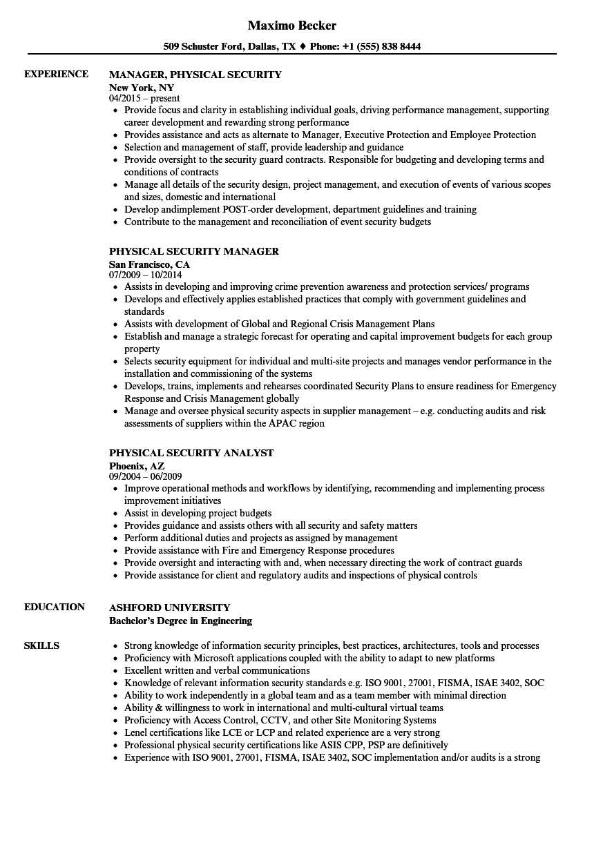 Physical Security Resume Samples | Velvet Jobs In Physical Security Report Template