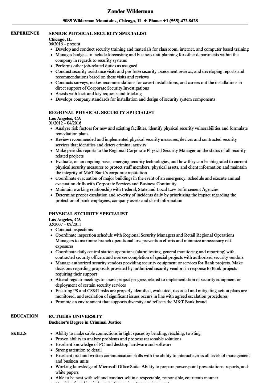Physical Security Specialist Resume Samples | Velvet Jobs Throughout Physical Security Report Template
