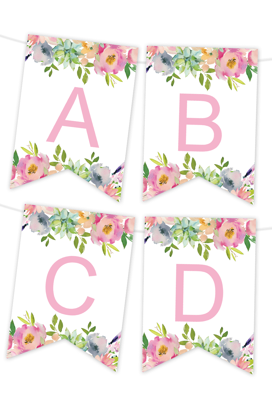 Pink Floral Printable Banner – Chicfetti Intended For Printable Banners Templates Free