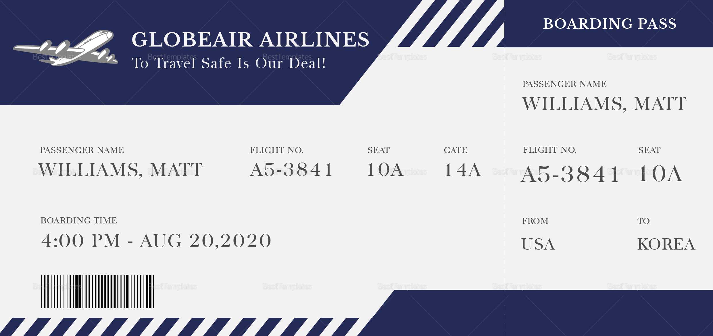 Plane Boarding Ticket Template Throughout Plane Ticket Template Word