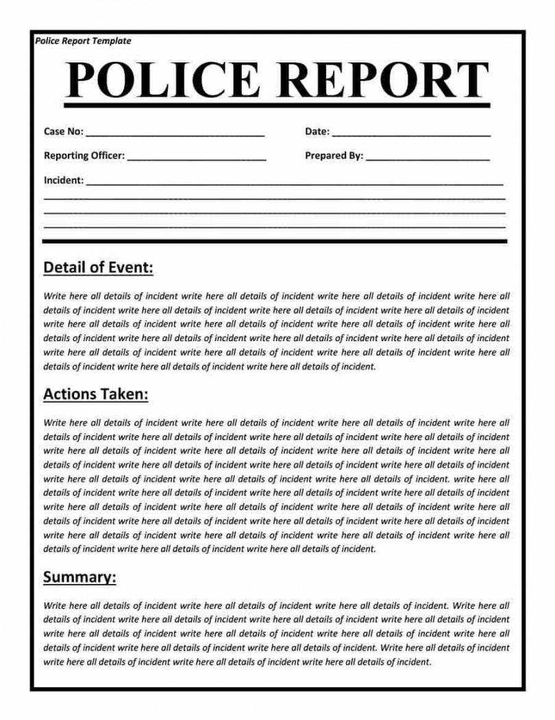 Police Report Format Template In Fake Police Report Template