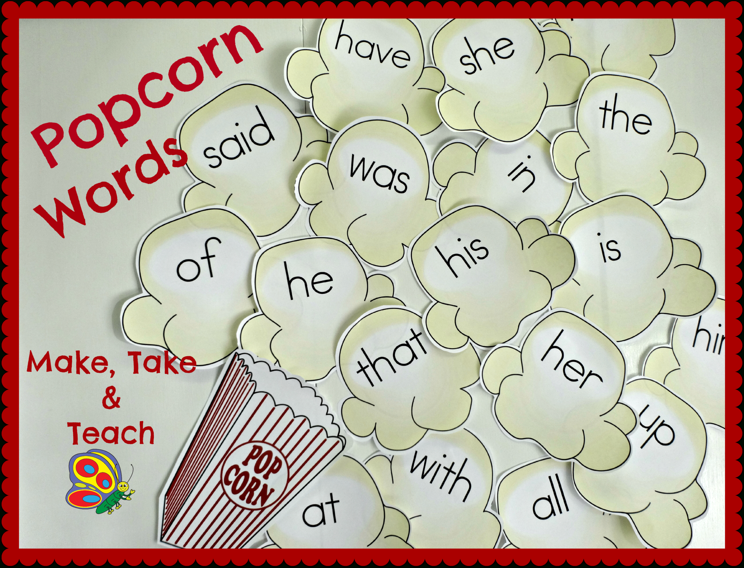Popcorn Words - Make Take & Teach For Bulletin Board Template Word