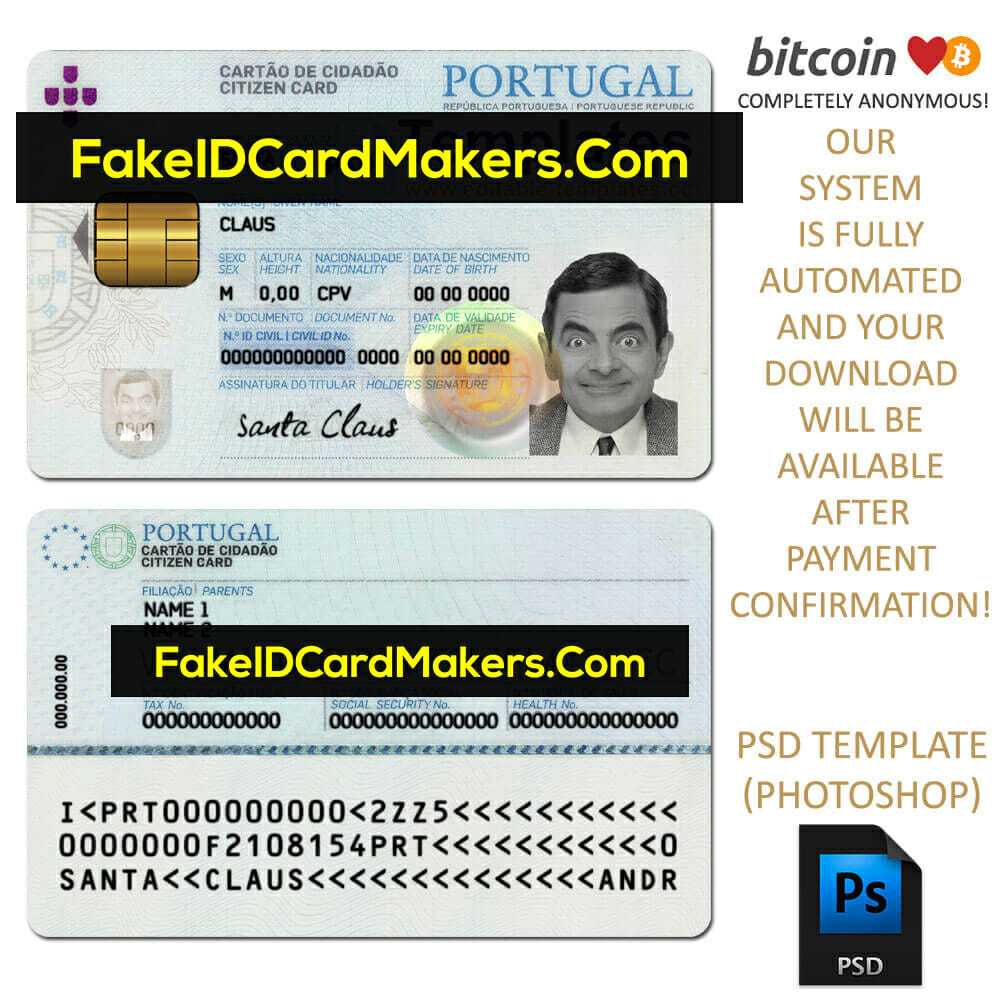 Portugal Id Card Template Psd Editable Fake Download Throughout Blank Social Security Card Template Download