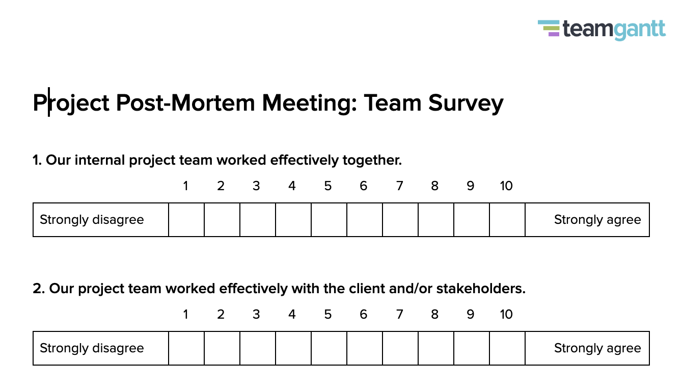 Post Mortem Meeting Template And Tips | Teamgantt Intended For Debriefing Report Template
