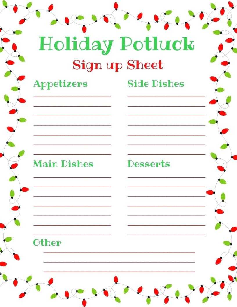 Potluck Template Sign Up Sheet – Harryatkins With Regard To Potluck Signup Sheet Template Word