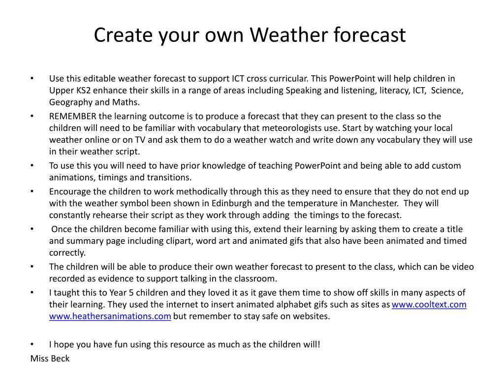 Ppt – Create Your Own Weather Forecast Powerpoint Pertaining To Kids Weather Report Template