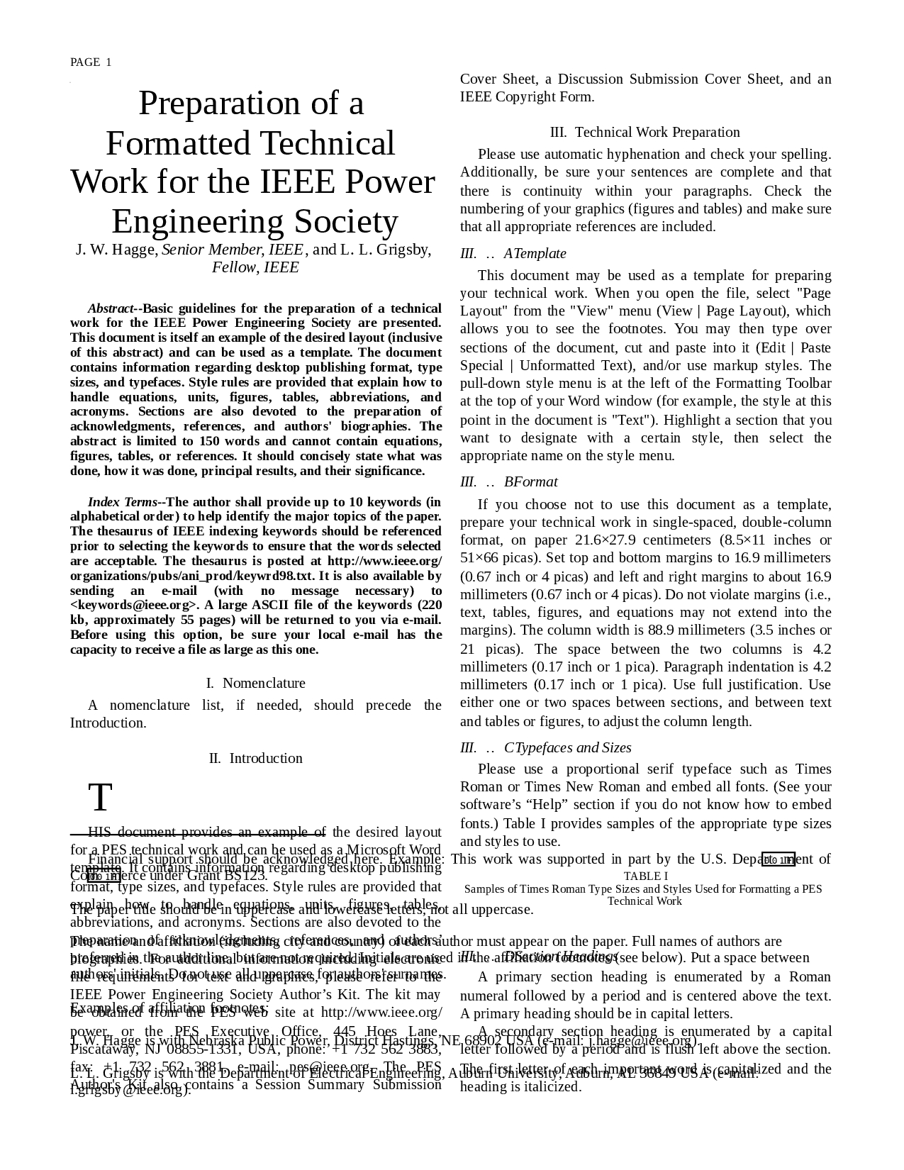 Preparation Of A Formatted Technical Work For The Ieee Power Inside Ieee Template Word 2007