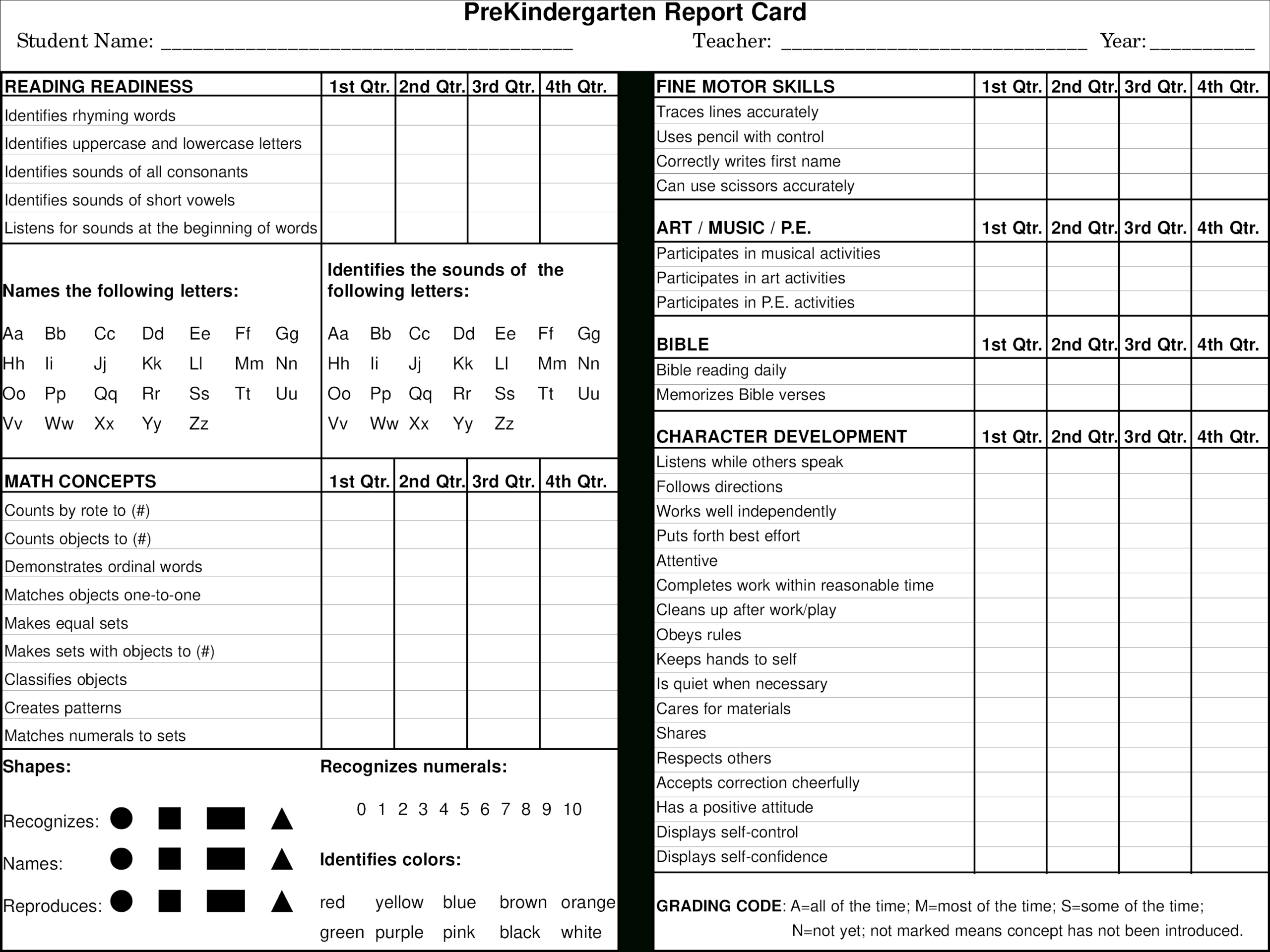 Preschool Report Card Main Image – Preschool Progress Report Within Character Report Card Template