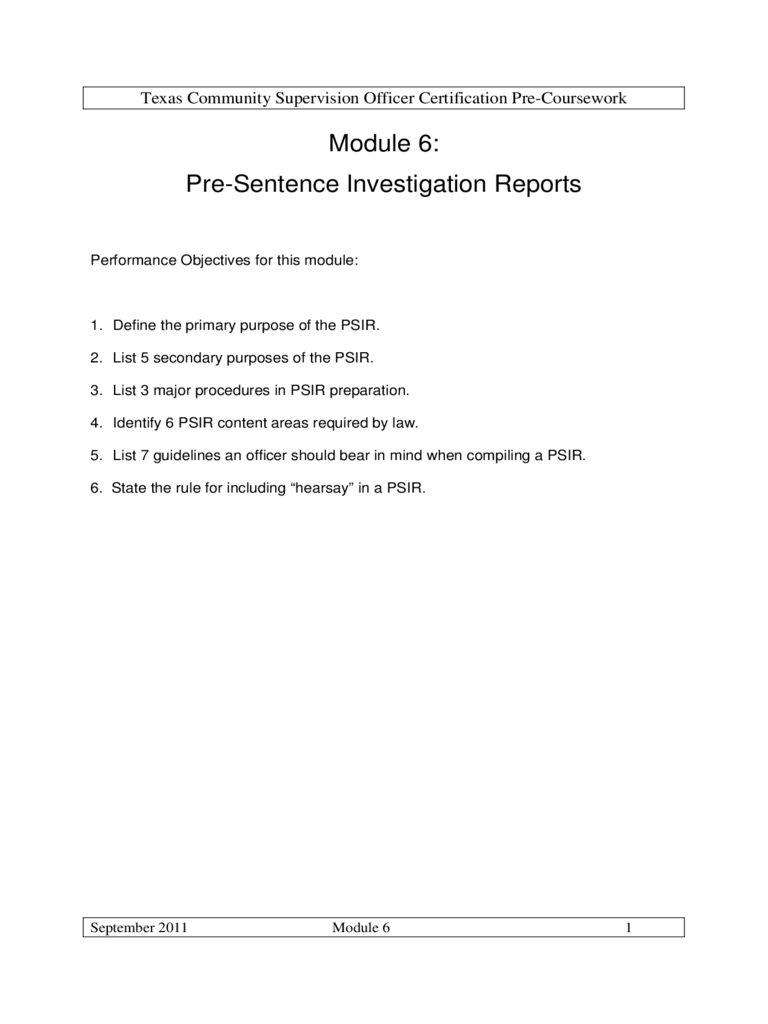 Presentence Investigation Report Form – Texas Free Download Within Presentence Investigation Report Template