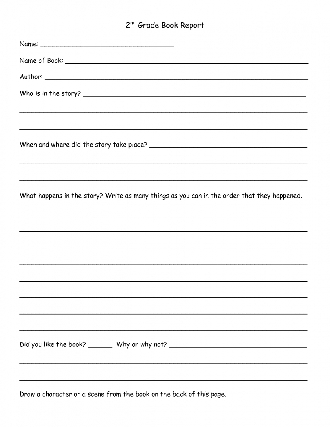 Printable 2Nd Grade Book Report Template Google Search 2Nd In Story Report Template