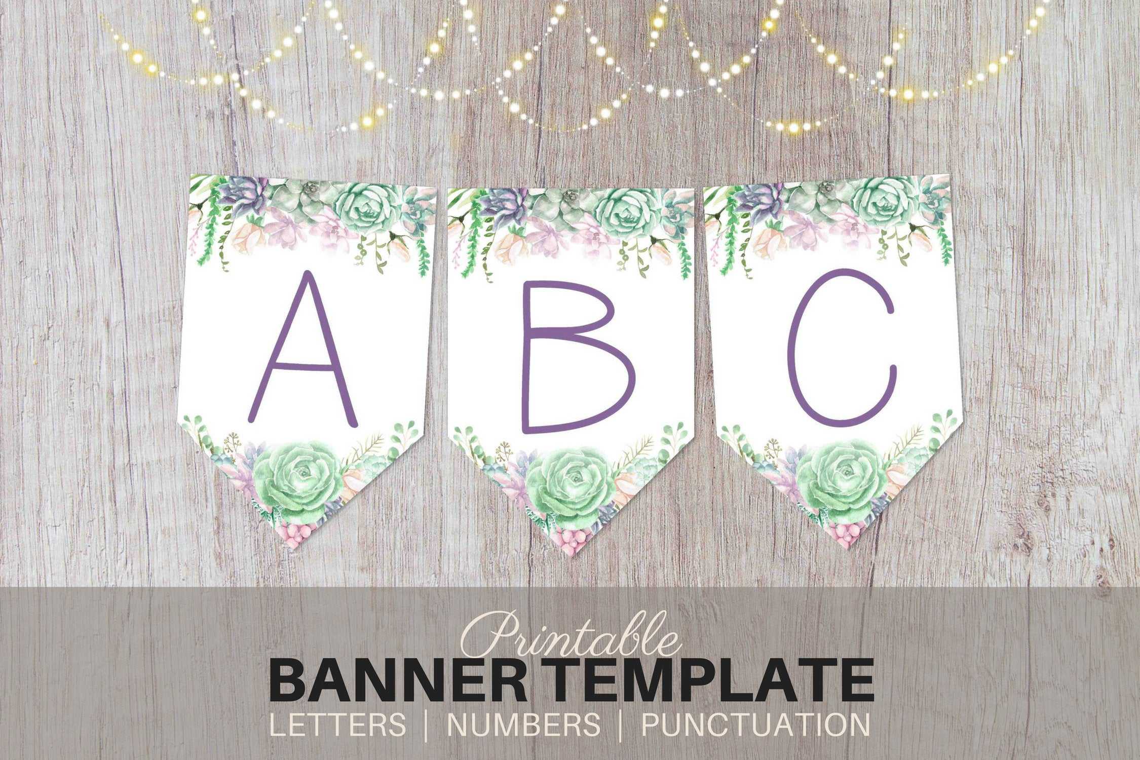 Printable Banner Template – Watercolor Succulents – Editable Printable  Banner Letters Pdf Bridal Shower, Birthday, Baby Shower, Party Banner Regarding Bridal Shower Banner Template