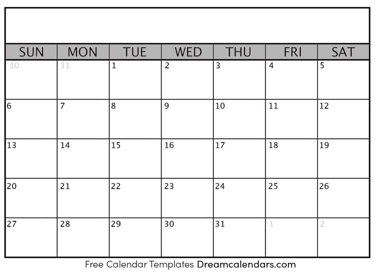 Printable Blank Calendar 2020 | Dream Calendars Intended For Blank Calender Template