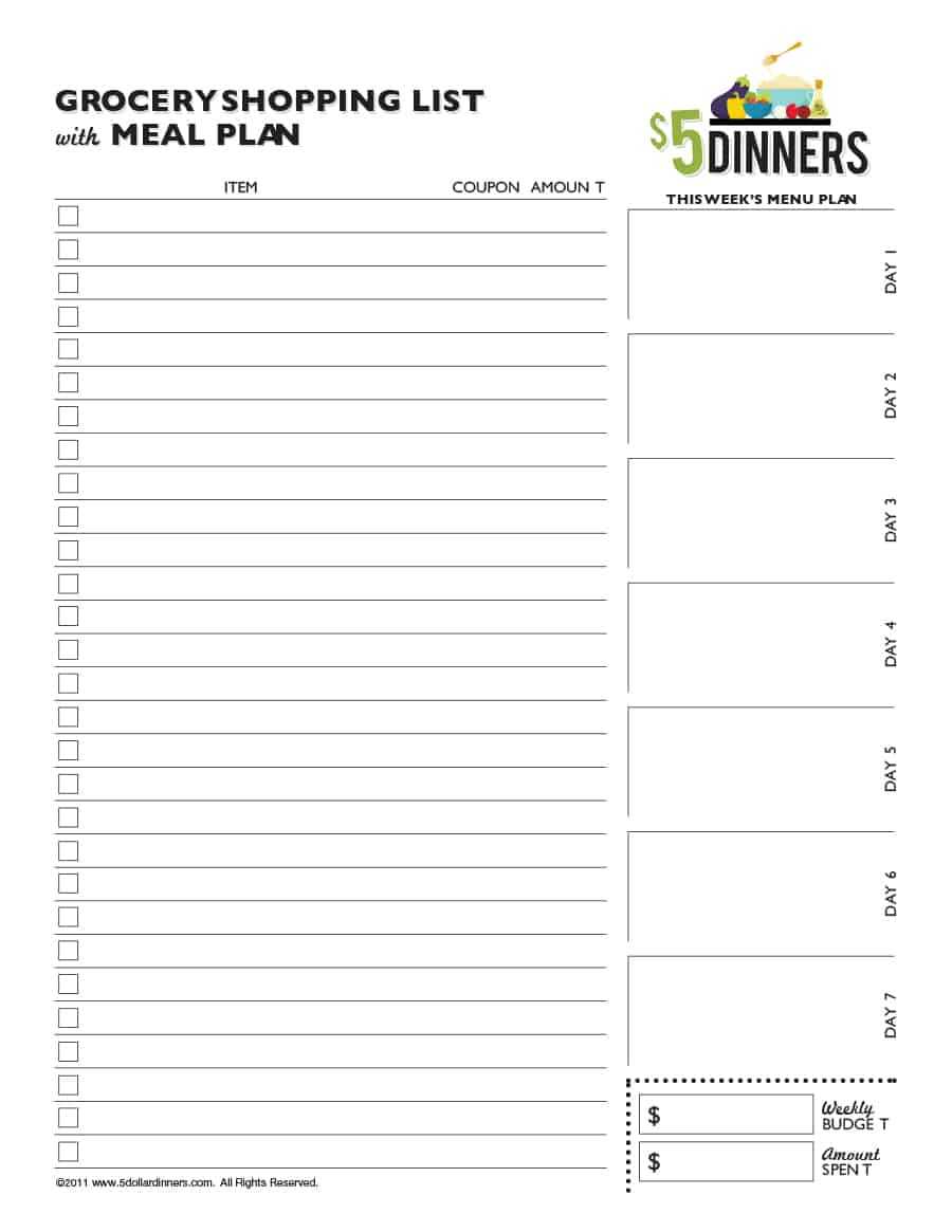 Printable Grocery Lists Template | Printablepedia In Blank Checklist Template Word