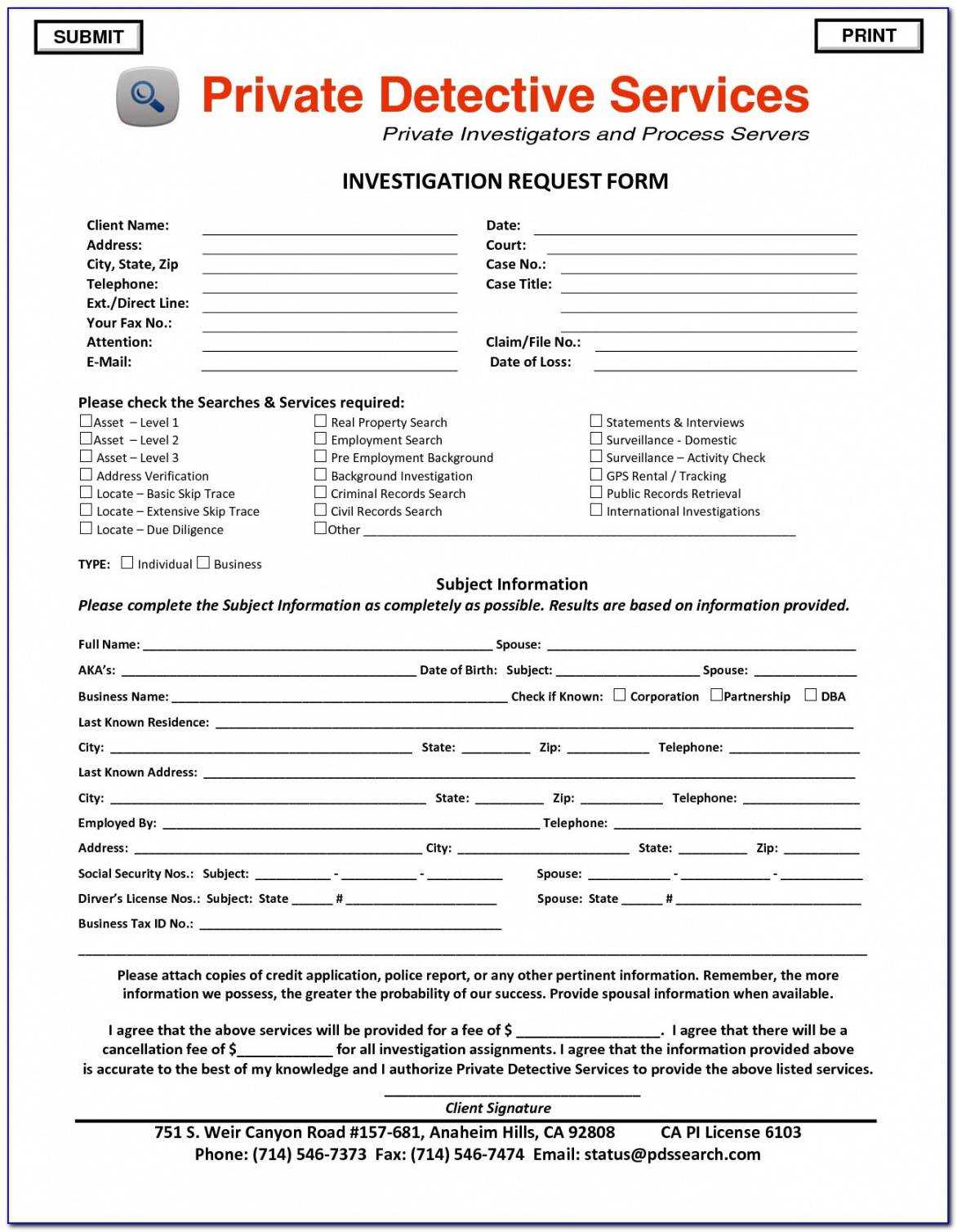 Printable Investigation Report Template Doc Cool Private For Private Investigator Surveillance Report Template