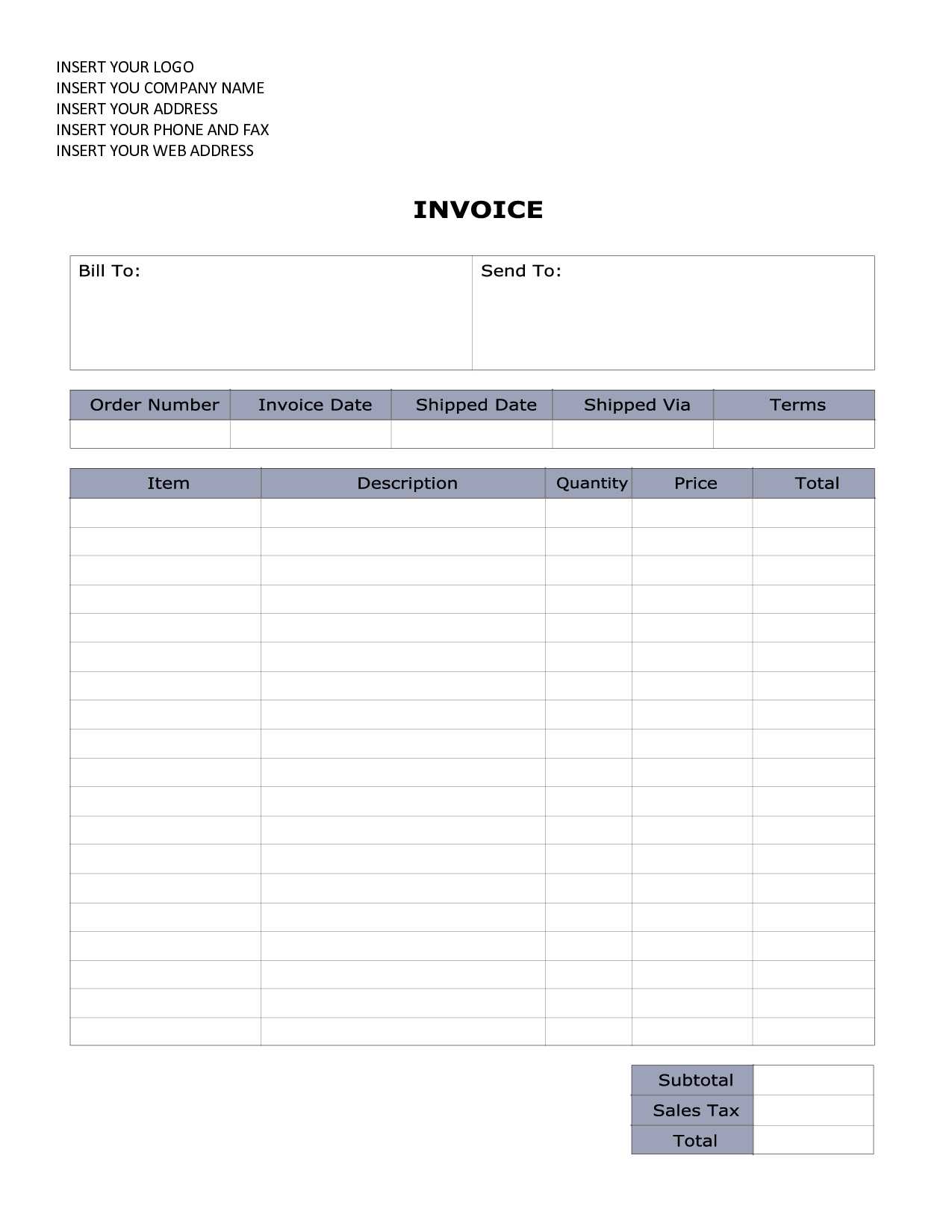Printable Invoice Template Ms Word | Invoice Example With Regard To Invoice Template Word 2010