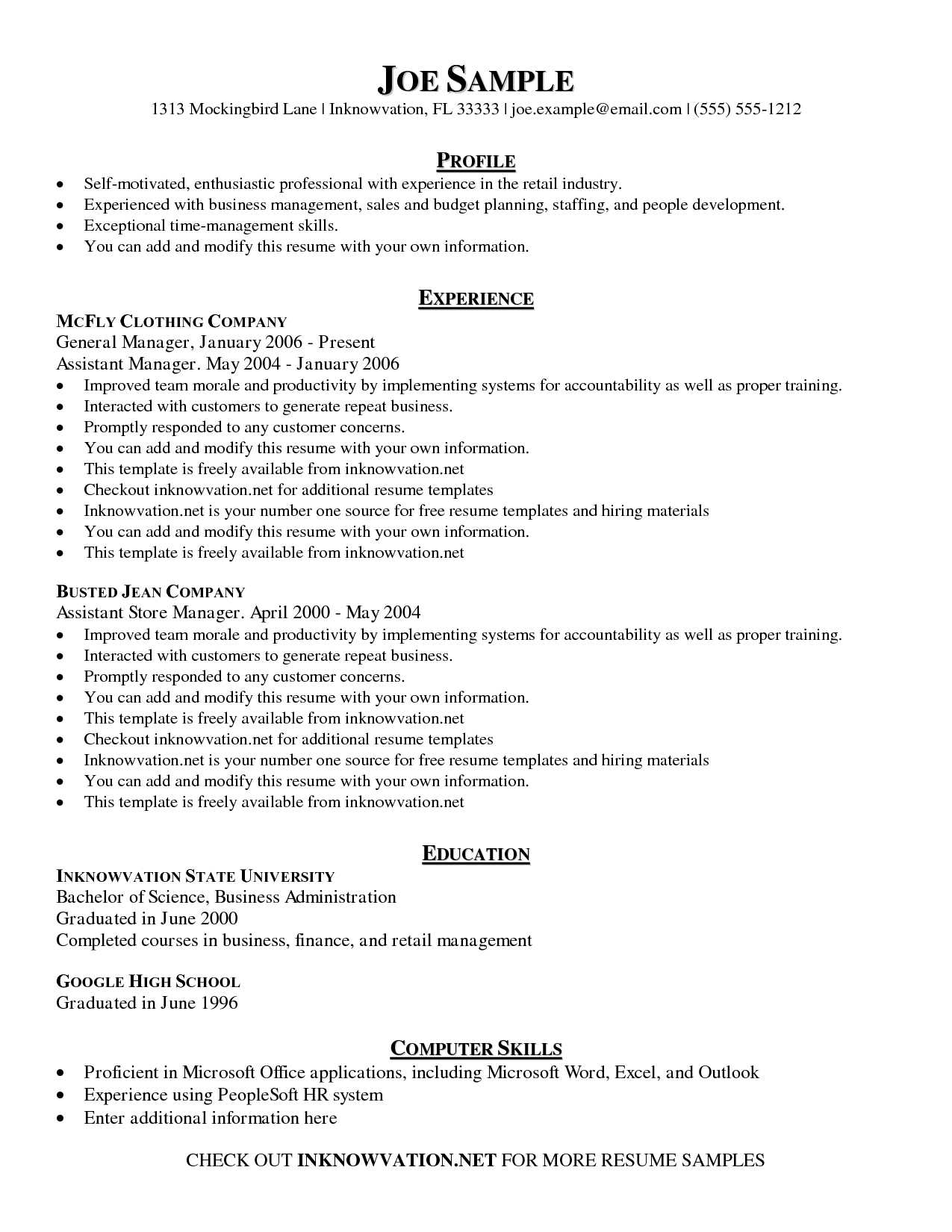 Printable Sample Resume | Room Surf For Free Printable Resume Templates Microsoft Word