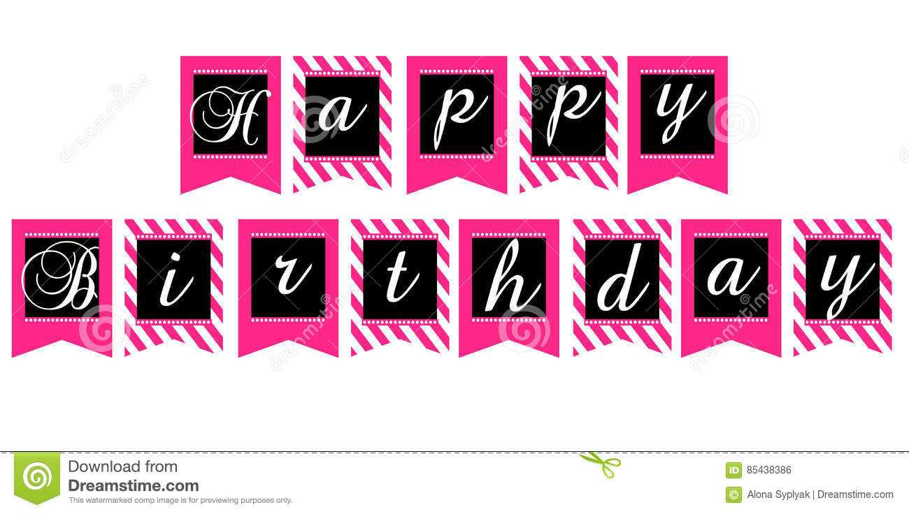 Printable Template Flags. Happy Birthday Banner Stock Vector Within Free Printable Happy Birthday Banner Templates
