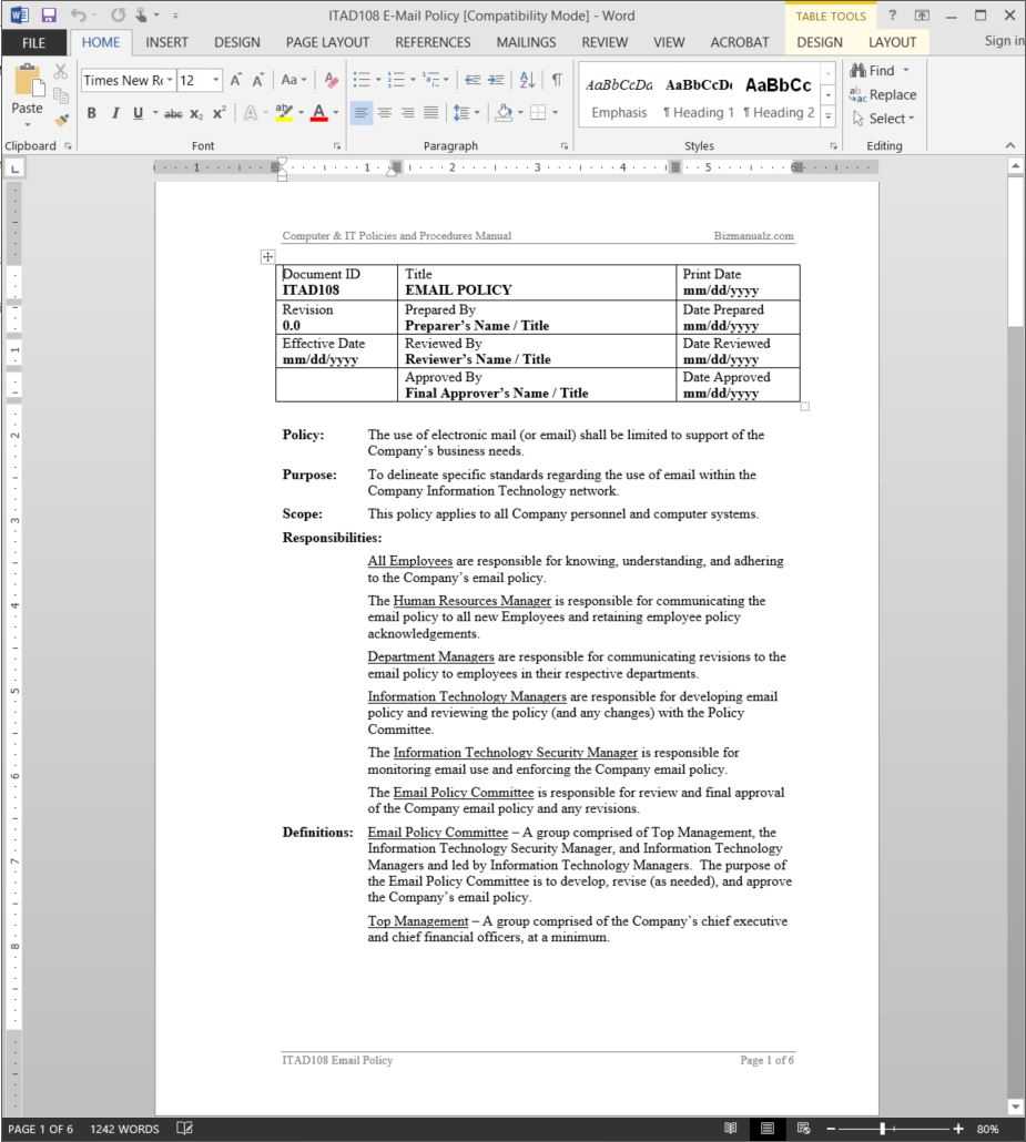 Procedure Manual Template Word Free – Karan.ald2014 With Regard To Training Manual Template Microsoft Word