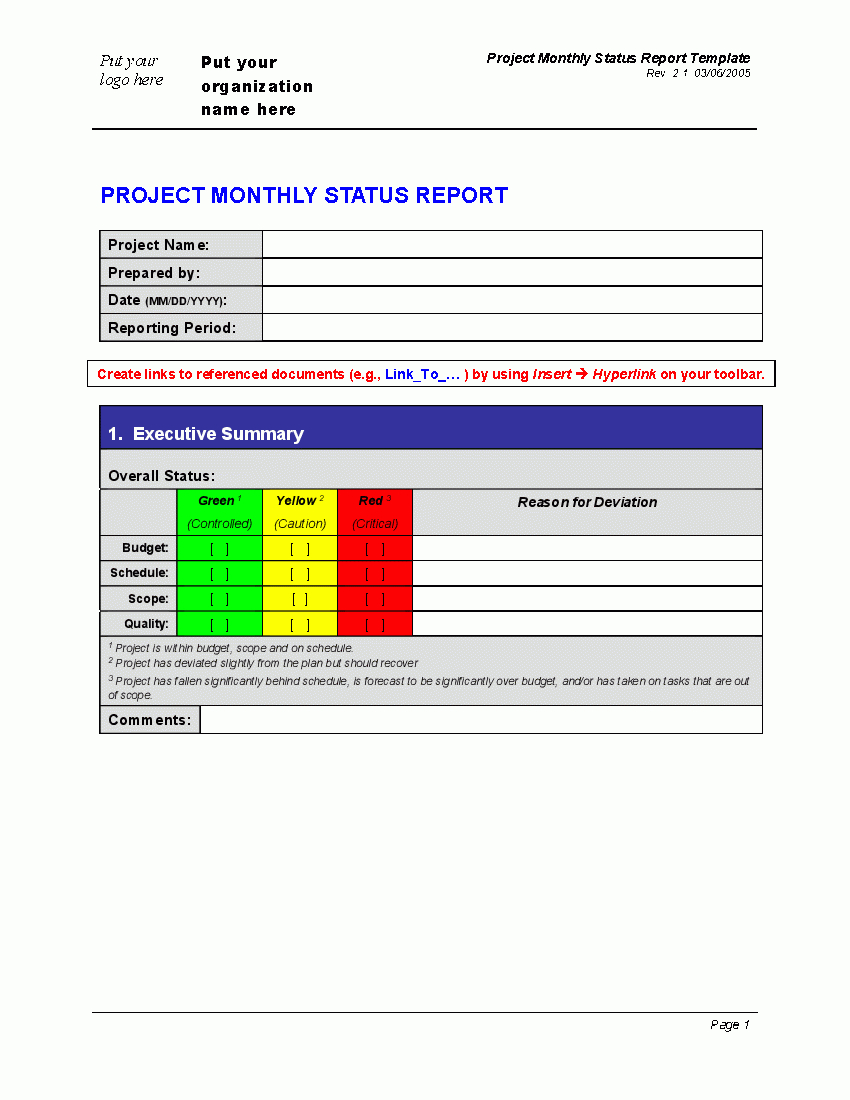 Progress Monthly Status Report (Word) – Flevypro Document Regarding Monthly Status Report Template