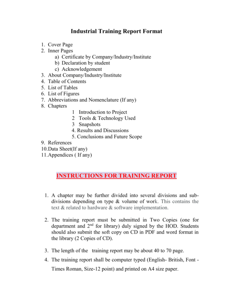 Project Report – Rimt within Training Report Template Format – Complete ...