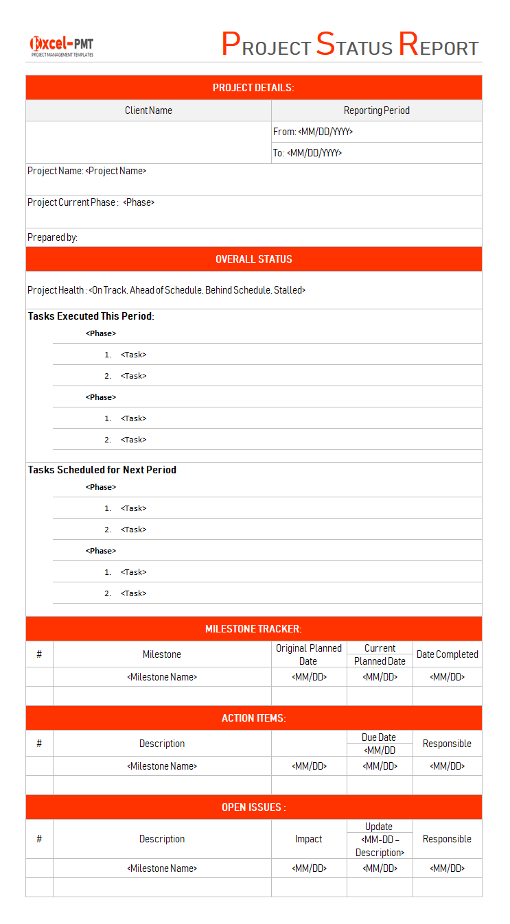 Project Status Report |Examples | Template | Free Excel With Regard To Project Status Report Template In Excel