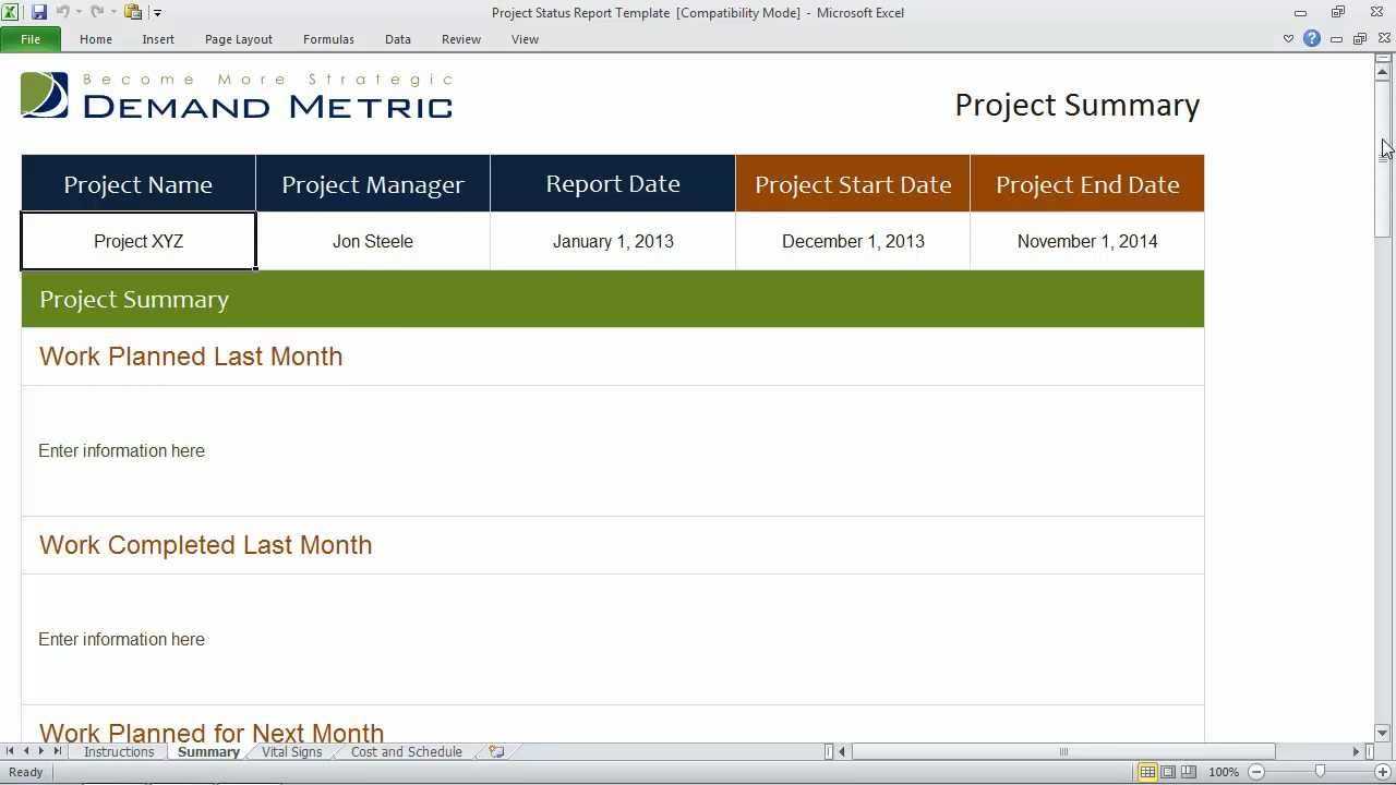Project Status Report Template Pertaining To Project Status Report Template In Excel