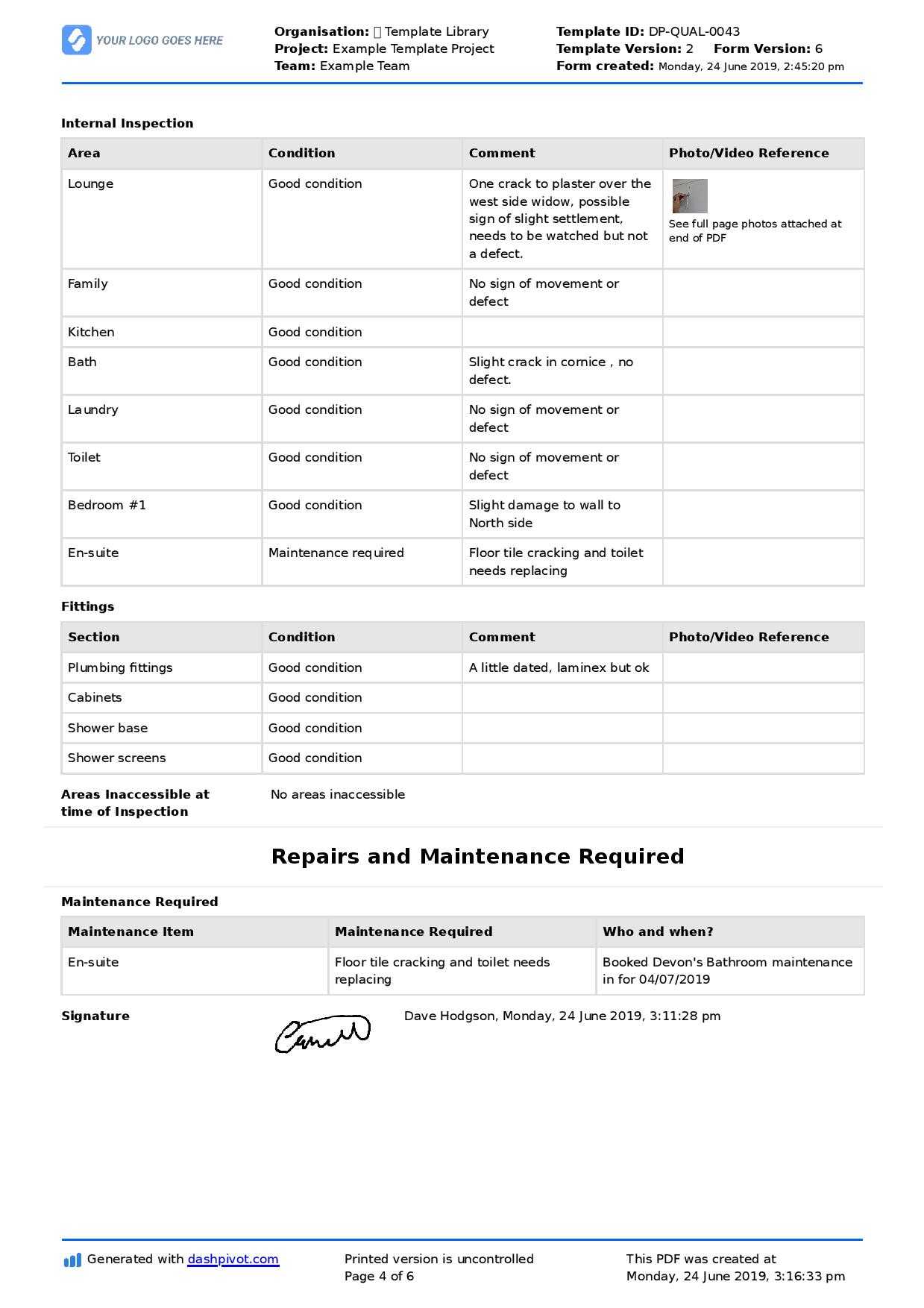 Property Inspection Report Template (Free And Customisable) Throughout Computer Maintenance Report Template
