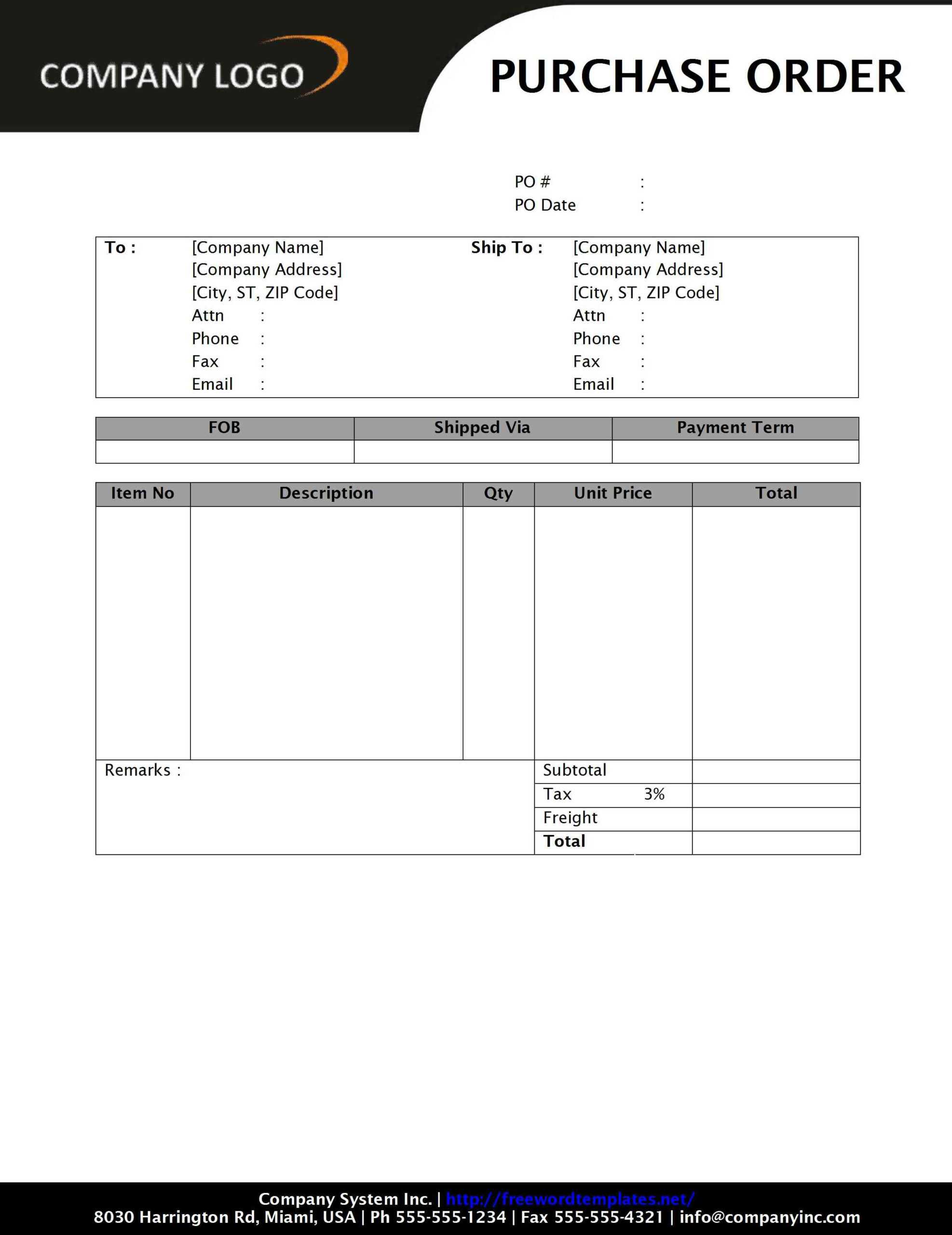 Psd Free Printable Purchase Order Template Pertaining To Agenda Template Word 2010