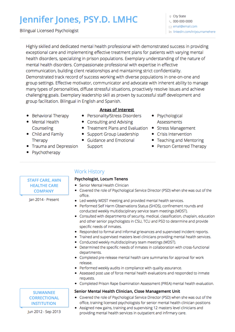 Psychologist Cv Examples & Templates | Visualcv With Regard To School Psychologist Report Template
