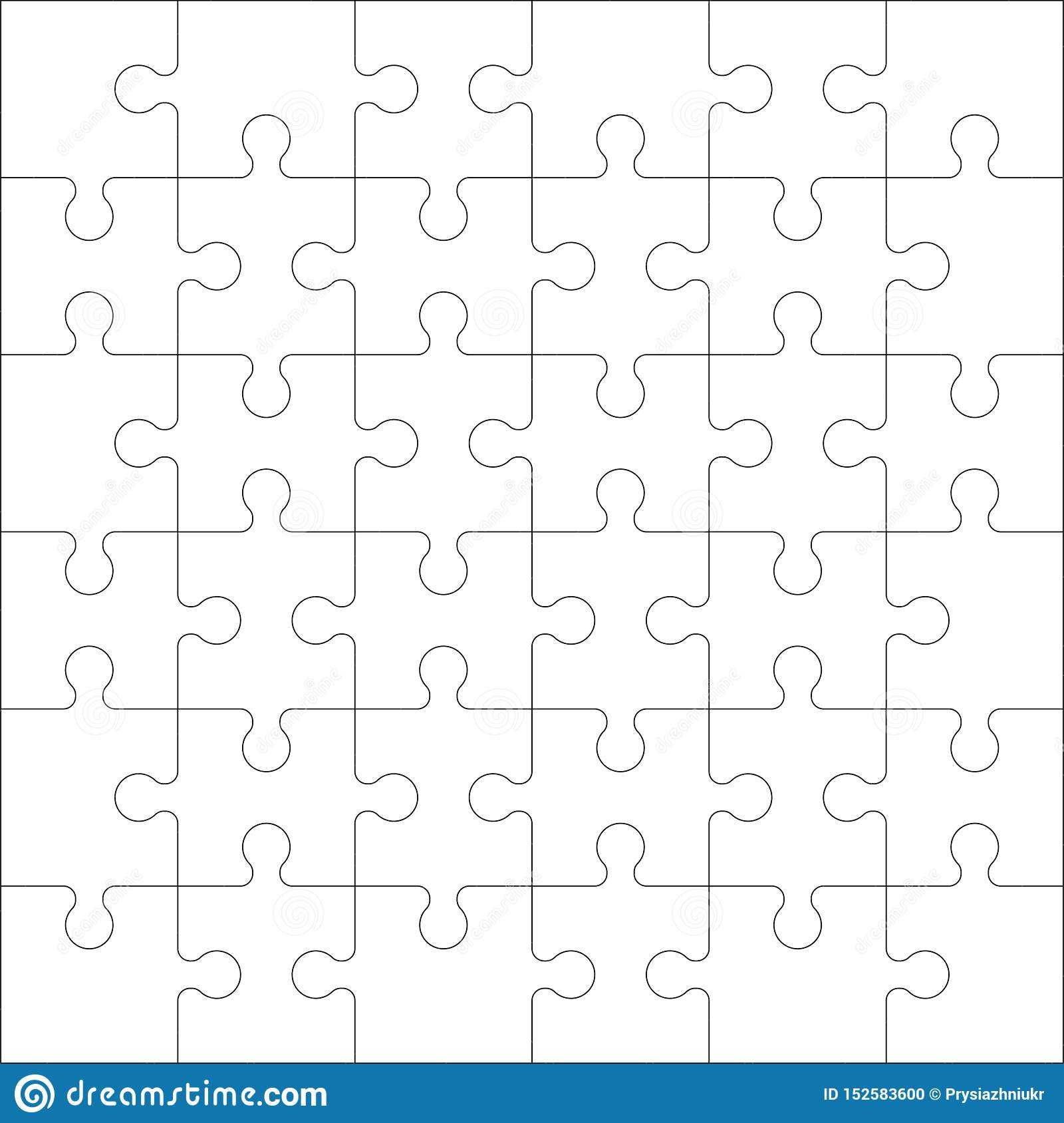 Puzzles Blank Template With Square Grid. Jigsaw Puzzle 6X6 With Regard To Blank Jigsaw Piece Template