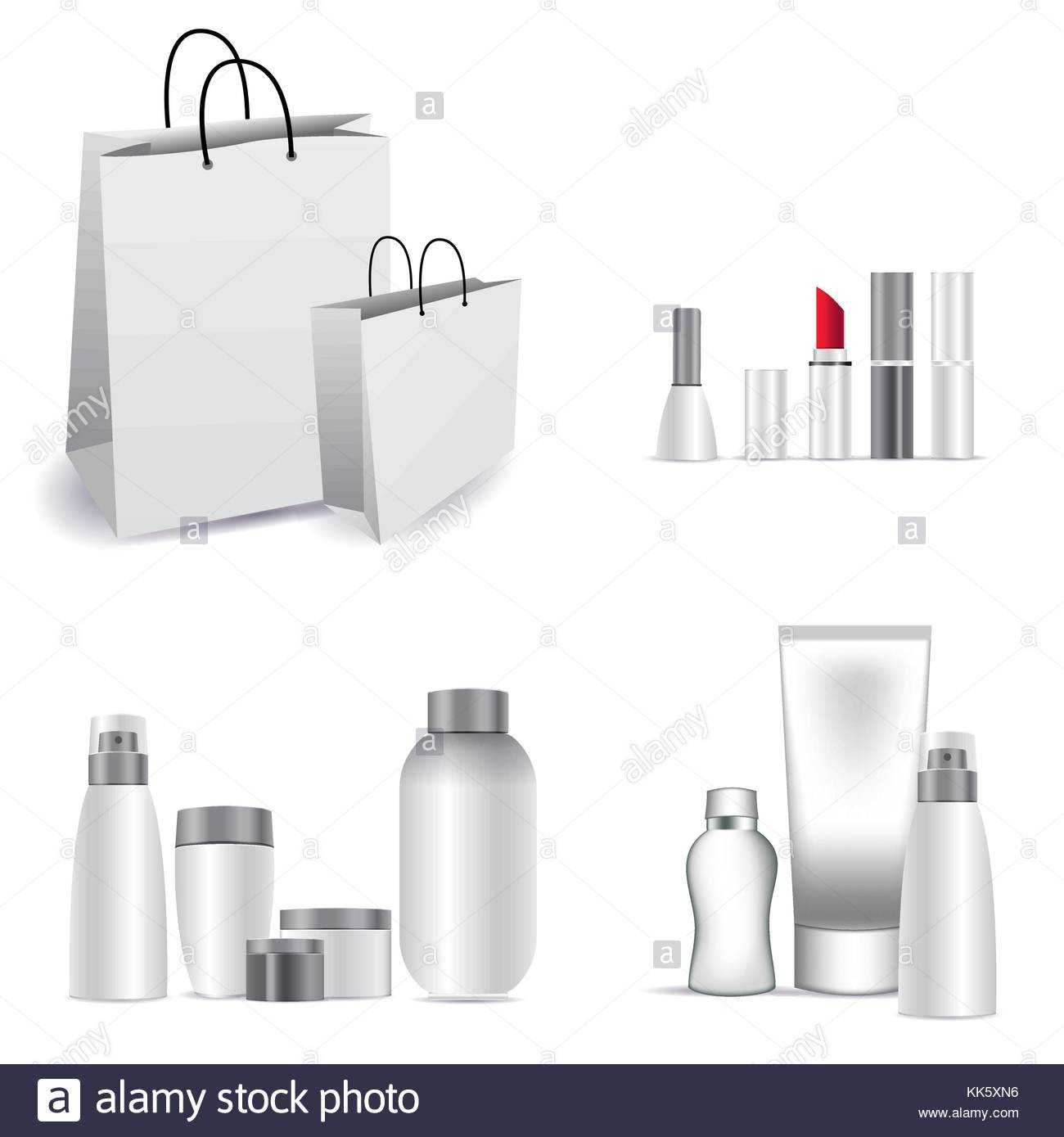 Realistic 3D Mock Up Of Cosmetic Package. Set Vector Blank For Blank Packaging Templates