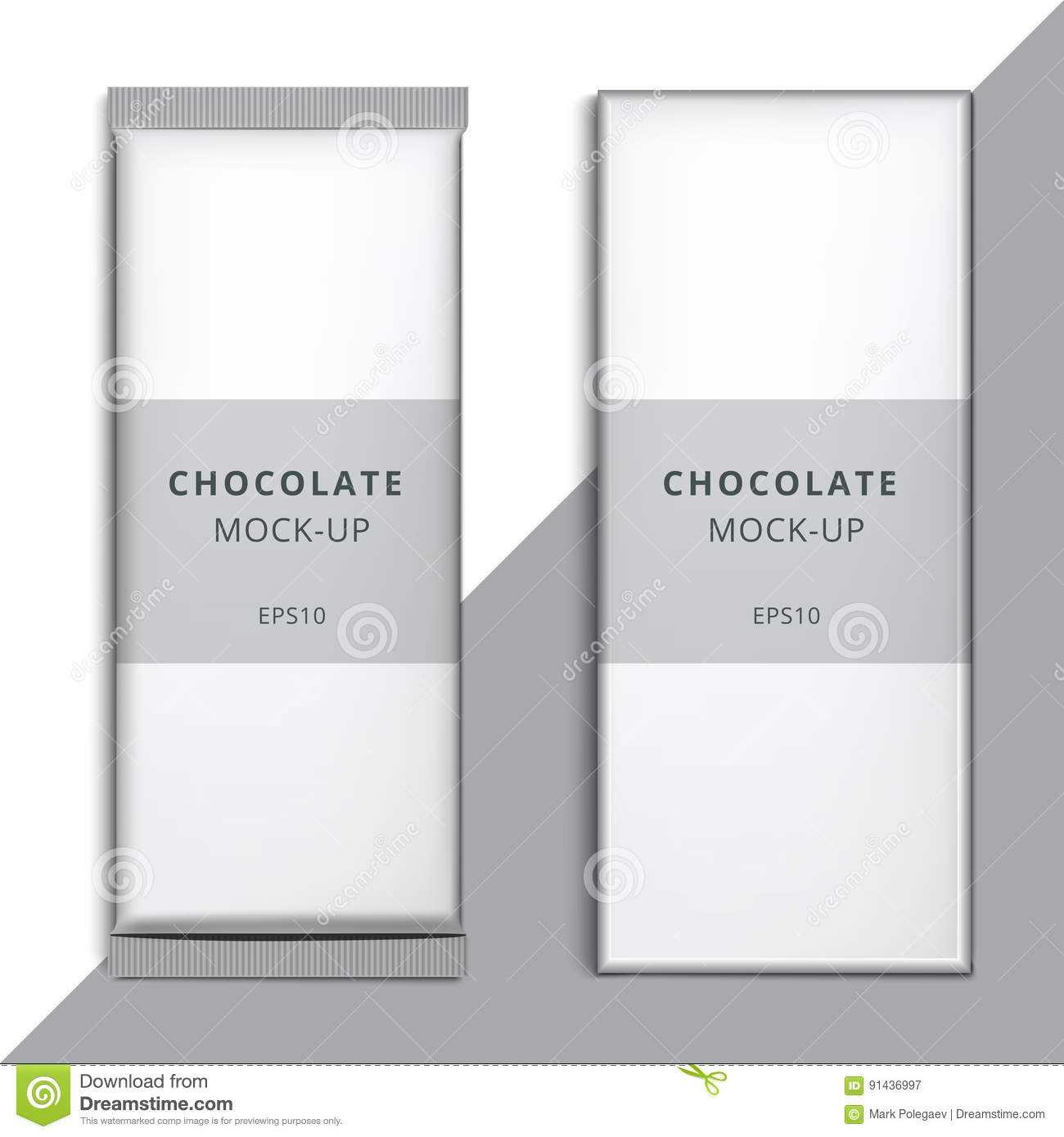 Realistic Blank 3D Chocolate Bar Template Design. Choco With Free Blank Candy Bar Wrapper Template