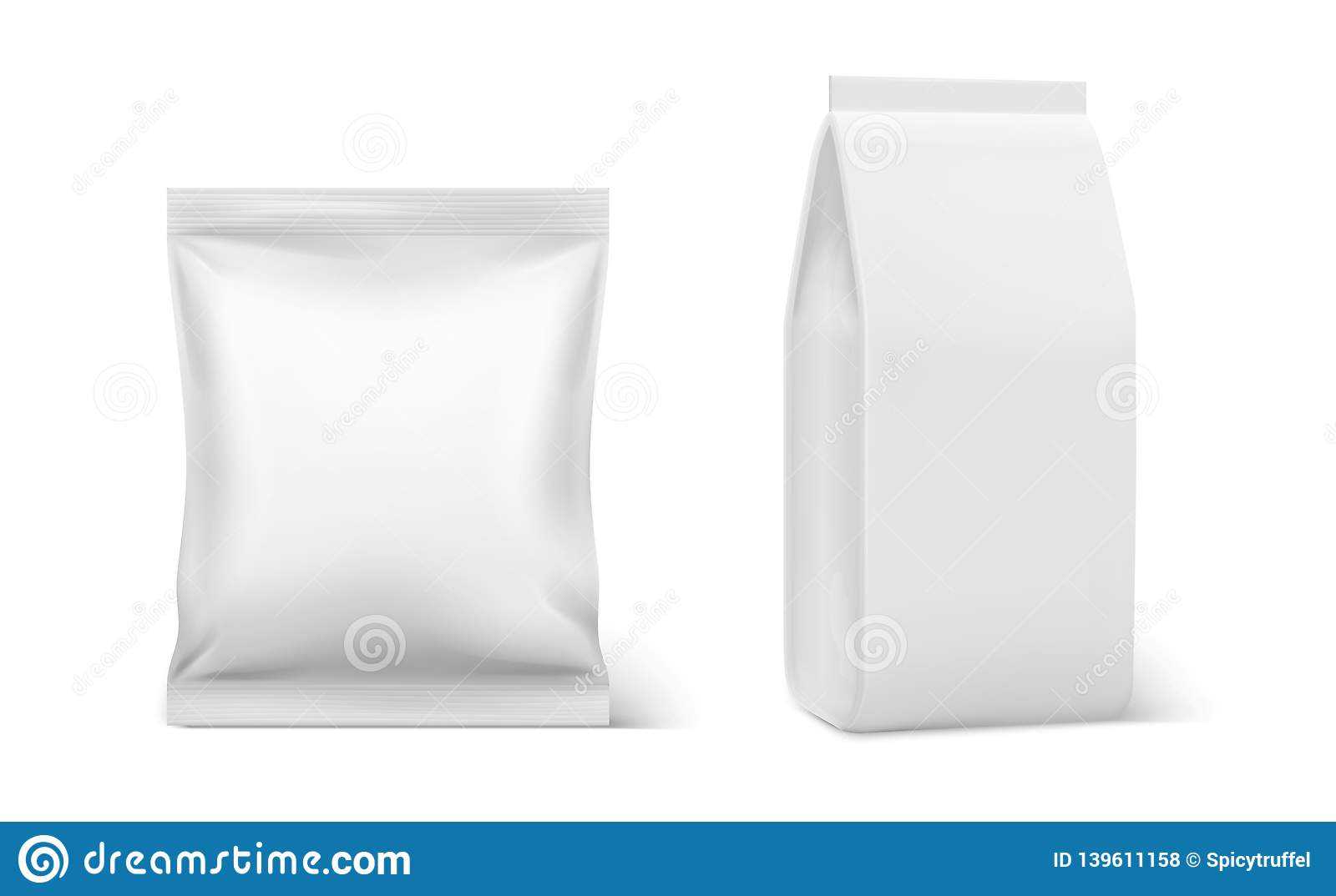 Realistic Pillow Pack. Coffee Doy Blank Mockup, Plastic Throughout Blank Packaging Templates