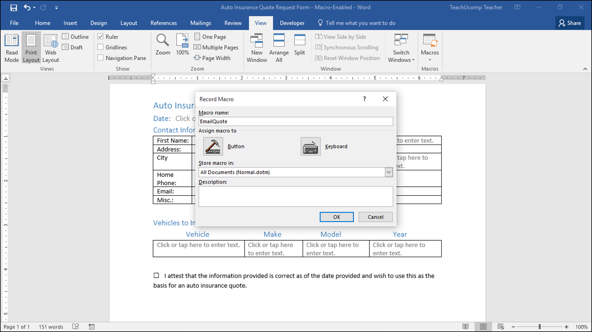 Record A Macro In Word – Instructions And Video Lesson For Word Macro Enabled Template