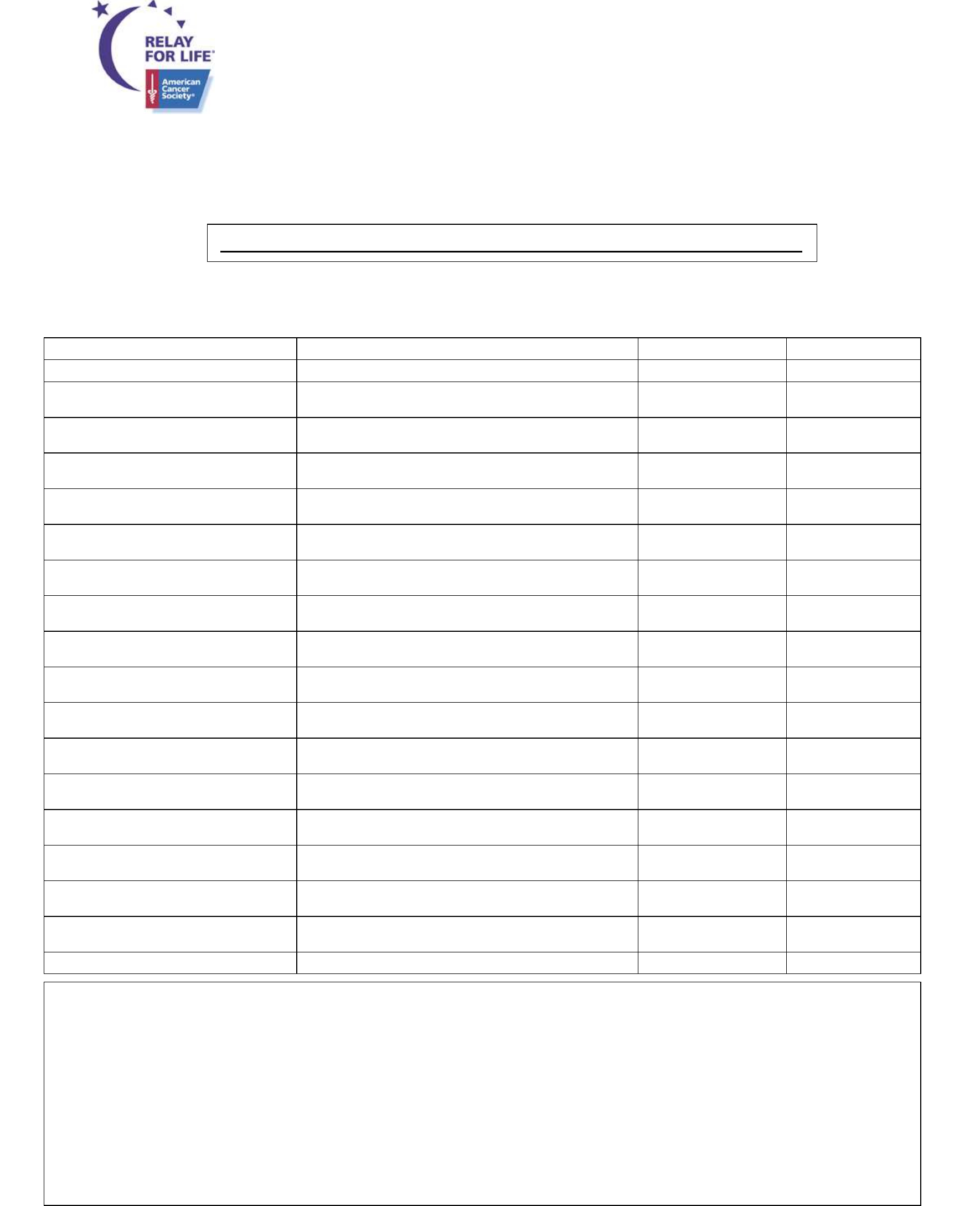 Relay For Life Donation Form – America Free Download Throughout Blank Sponsor Form Template Free