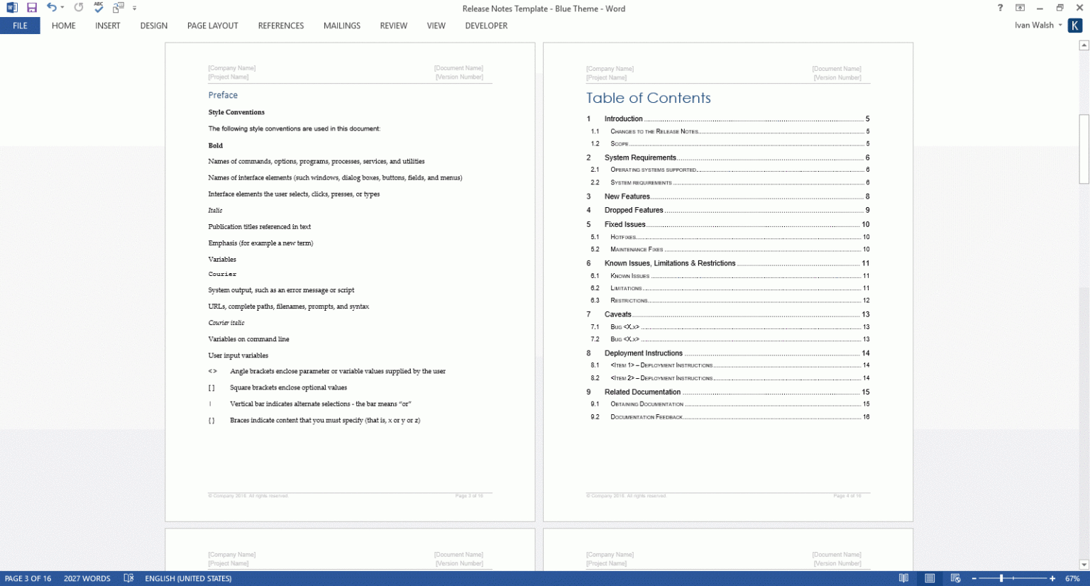 Software Release Notes Template