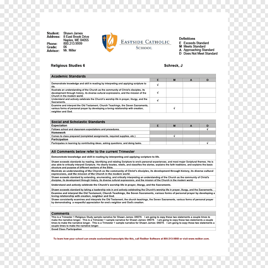 Report Card Middle School Template National Secondary School For Middle School Report Card Template