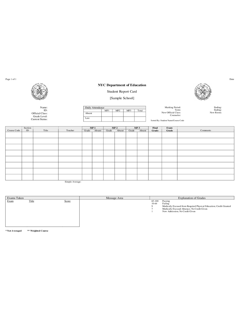 Report Card Template – 3 Free Templates In Pdf, Word, Excel Throughout Report Card Template Pdf