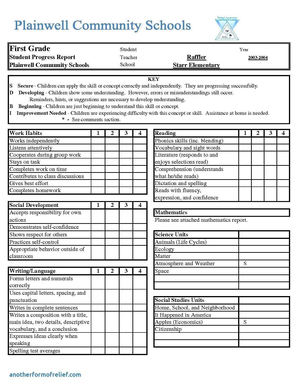 Report Card Template Excel – Karan.ald2014 Throughout Homeschool Report Card Template