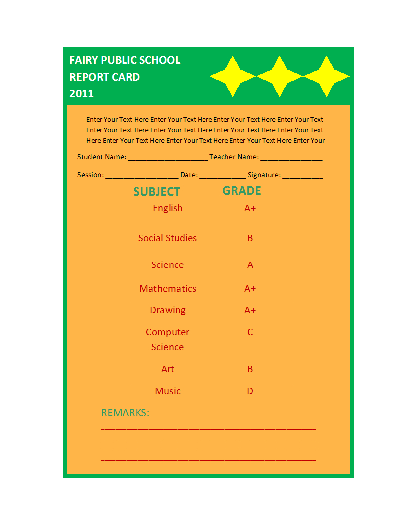 Report Card Template Within Report Card Format Template