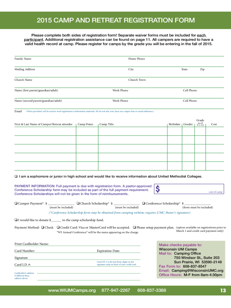 Retreat Registration Form – 2 Free Templates In Pdf, Word Within Camp Registration Form Template Word