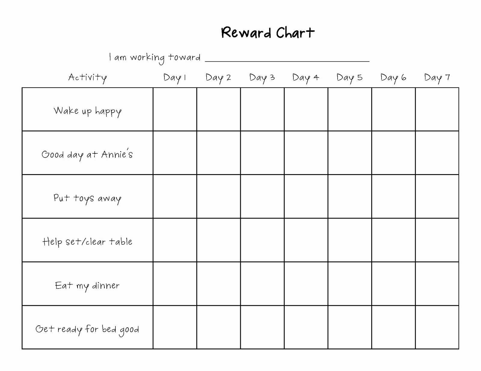 Reward Chart Templates | Printable Shelter Pertaining To Blank Reward Chart Template